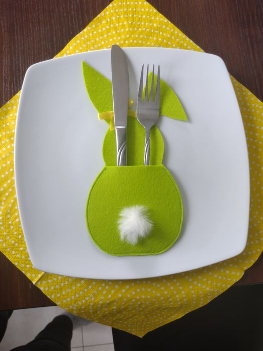 Etui sztućce królik zając handmade WIELKANOC