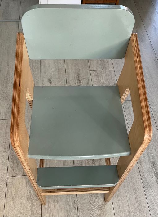 Krzesełko do karmienia dla dziecka drewniane sklejka wysokie do stołu