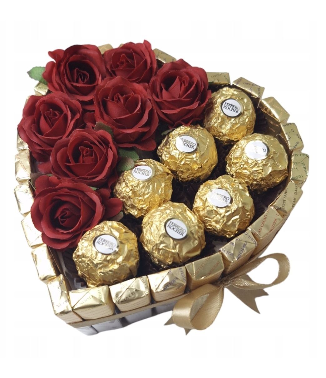 Serce z czekoladek prezent dla bliskiej osoby dzień matki wesele