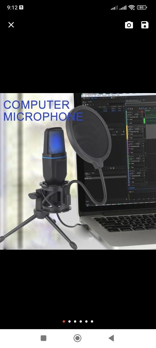 Акція! Конденсаторный микрофон| USB-мікрофон RGB Microfone Condensador