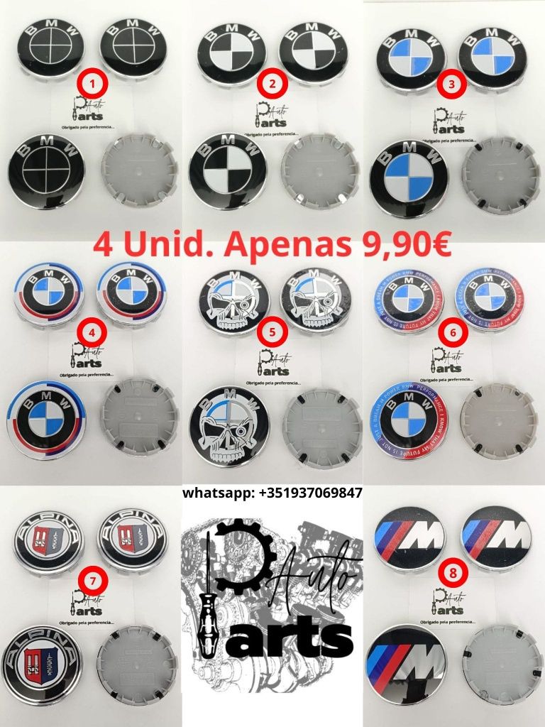 Conjunto de Centros de jante BMW 68mm