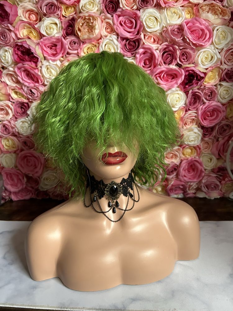 Peruka zielona loczki fale cosplay wig