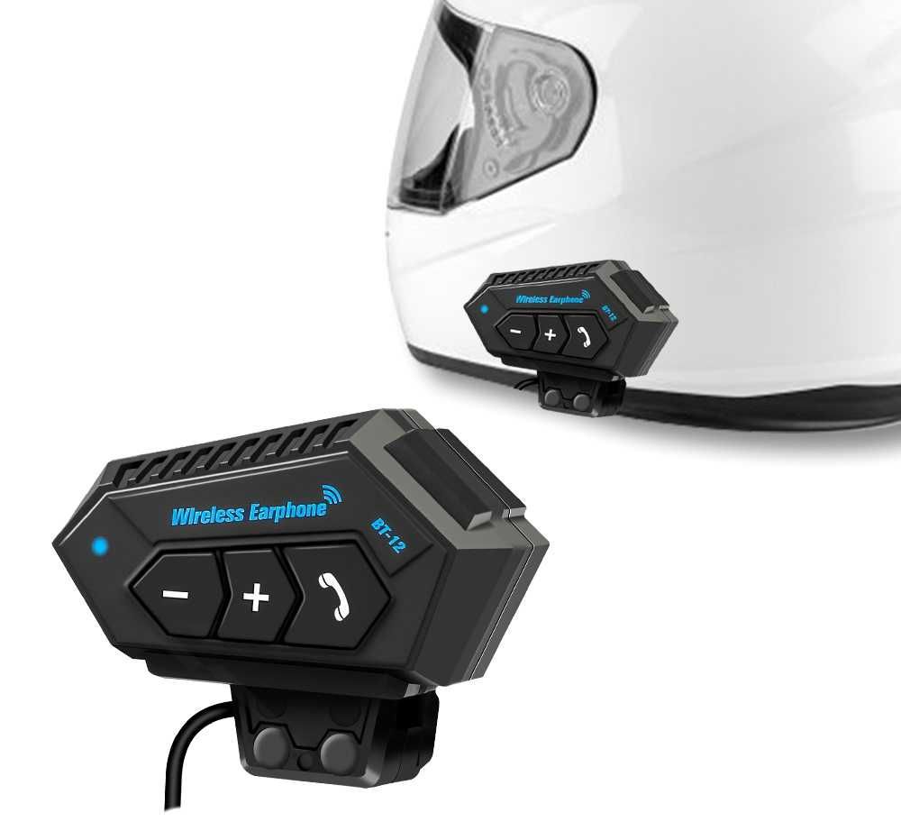 Мотогарнітура Bluetooth на шолом BT12 500mAh Мото блутуз гарнитура