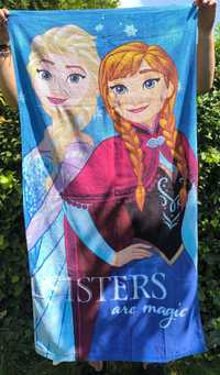 Ręcznik kąpielowy plażowy motyw filmu Frozen Elsa Anna duży bawełniany