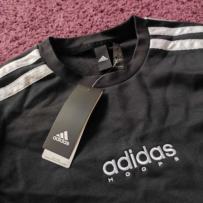 Czarna bluza adidas paski unisex logo