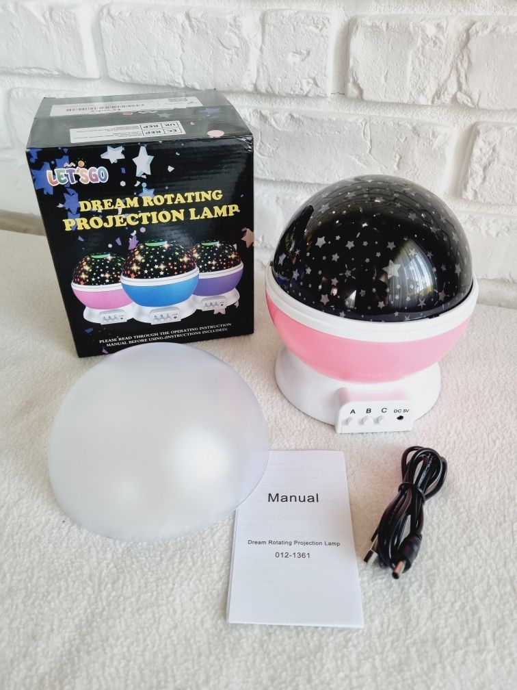 Projektor gwiazd LED 2w1 lampka nocna USB obrotowa
