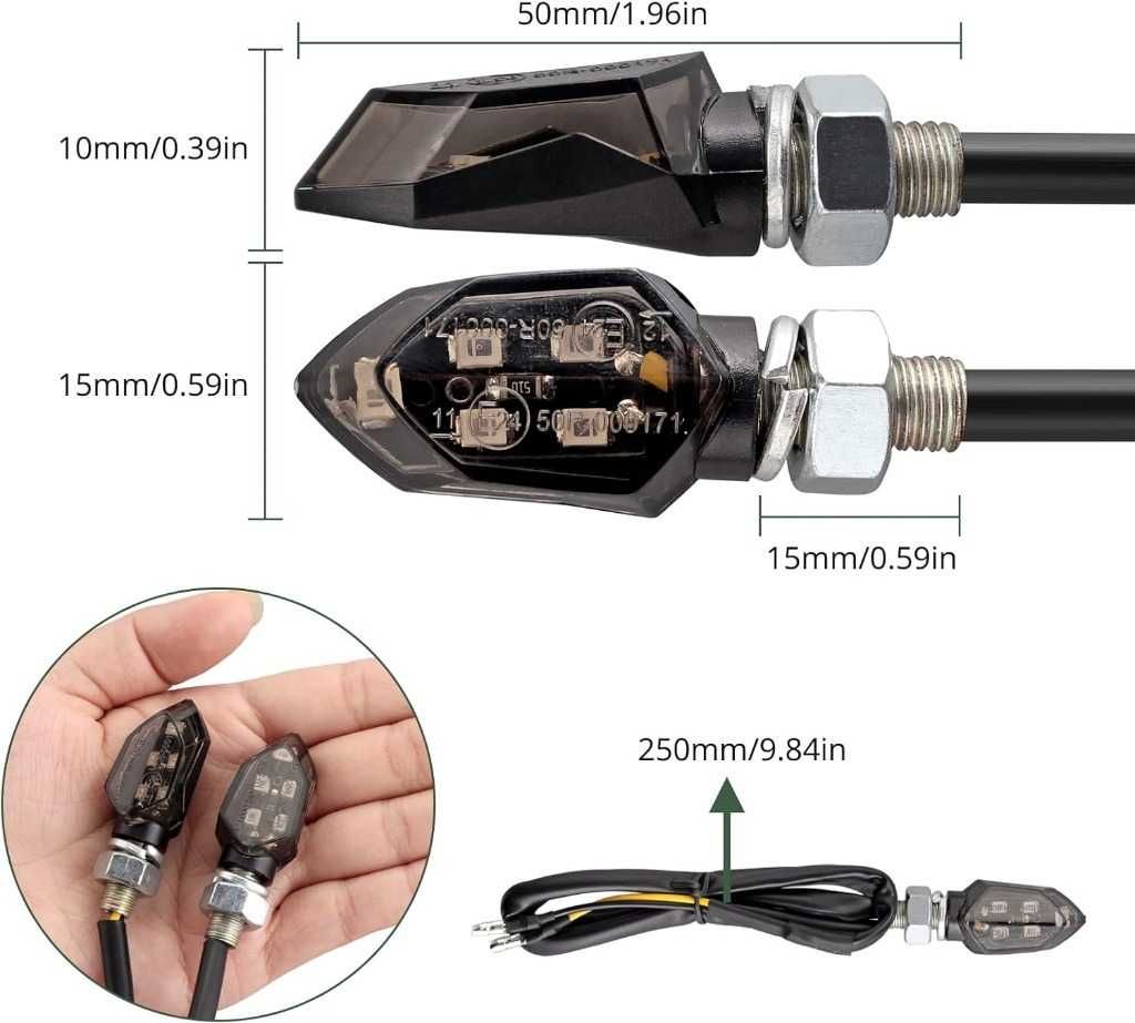 12 V LED Smoked kierunkowskaz do motocykla, 5 diod LED, 4 sztuki