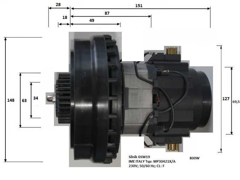 Silnik, motor z separatorem do Powermed GSW19 „Queen of Air”, Gisowatt