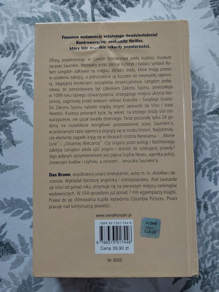 Książka Dan Brown - Kod Leonarda da Vinci