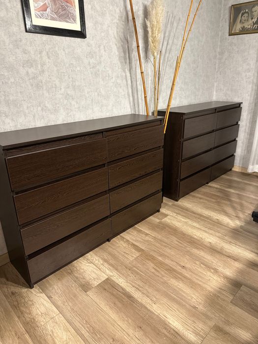 Zestaw 2 podwójne komody Ciemny brąz Wenge