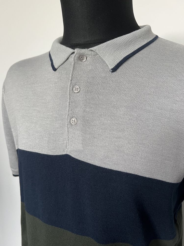 Męska koszulka polo z wzorem colour block