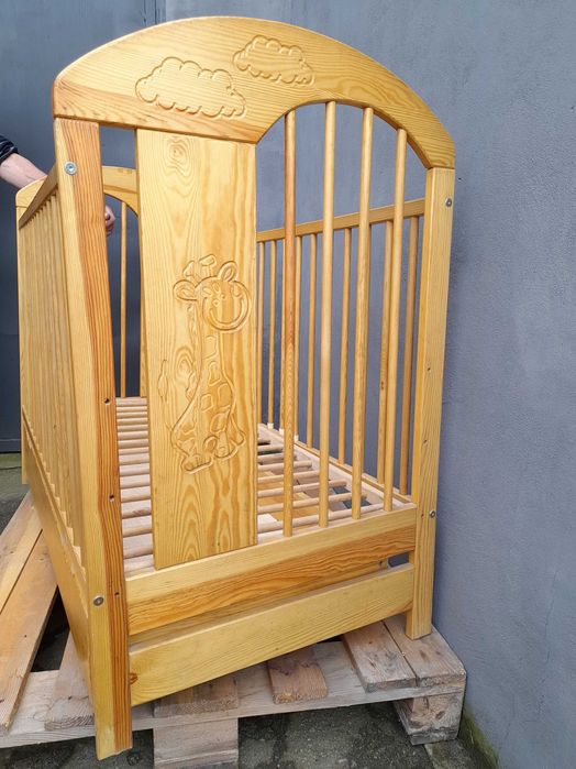 Łóżeczko z szufladą 60x120cm, dwupoziomowe - sosna naturalna – NOWE!!!