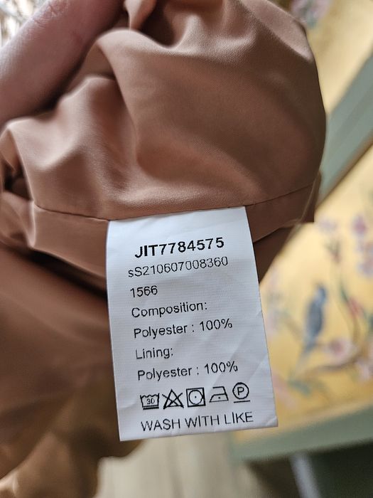 Sukienka damska Marynarka Mini beżowa Wycięcia Cut Out Perełki M 38 Bu