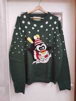 Świąteczny sweter XXL pingwin święta boże narodzenie Primark 3d szalik
