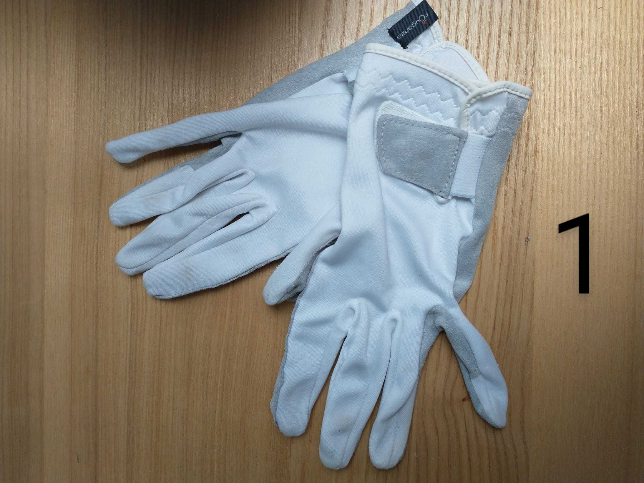Białe rękawiczki jeździeckie/konkursowe firmy Fouganza