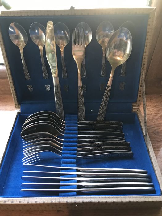 Набор Набір Столовый/приборы—Чеканка с Чернением—Вольнянск—СССР