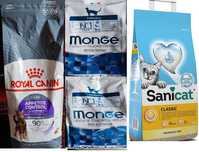 Royal Canin Appetite Control, Monge Urinary Rich in Chicken, Sanicat