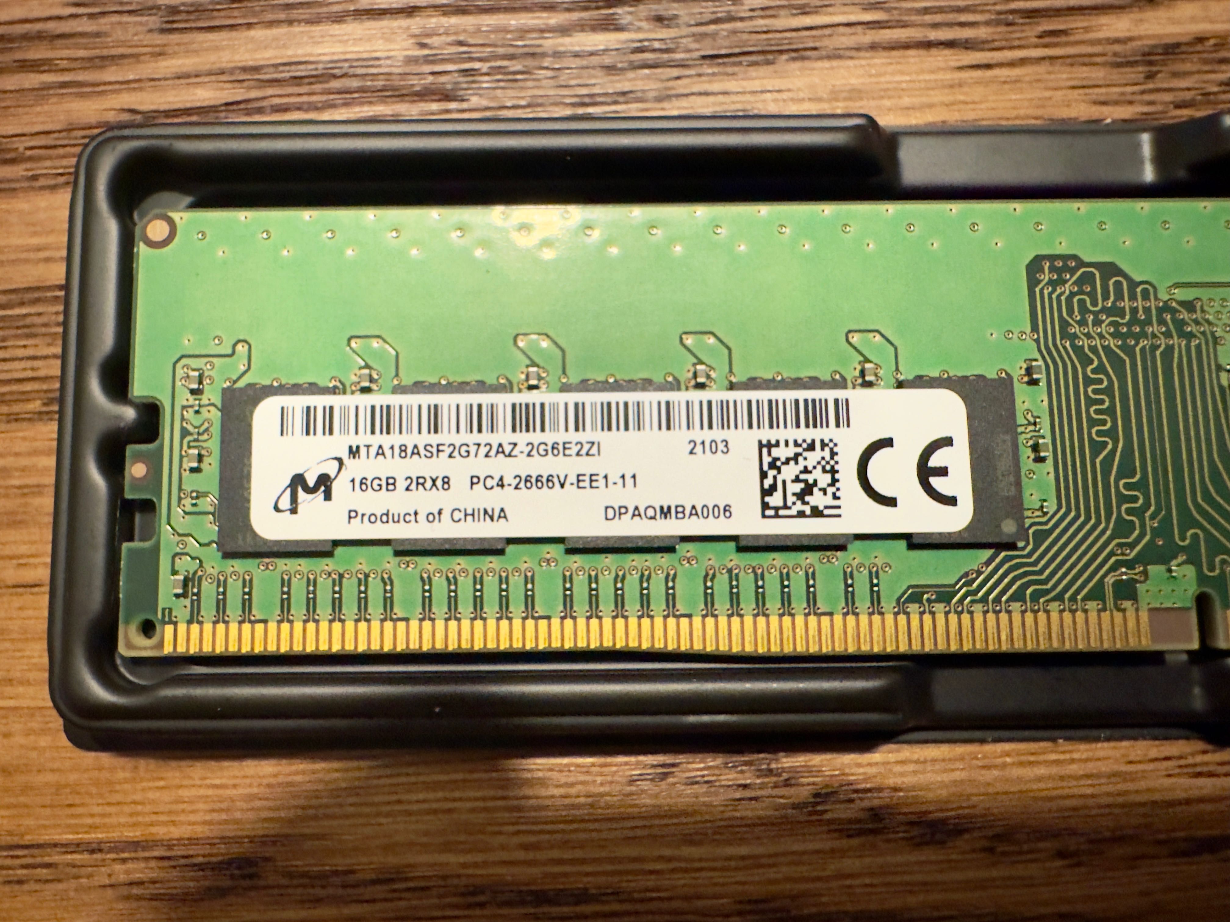 Memória RAM 16gb 2666MHz ECC unbuffered