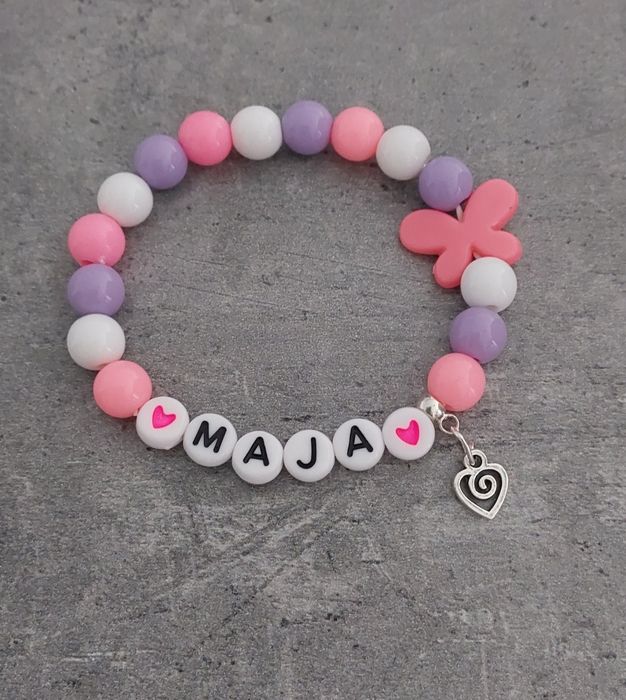 Bransoletka imię imienna z napisem koraliki zawieszka