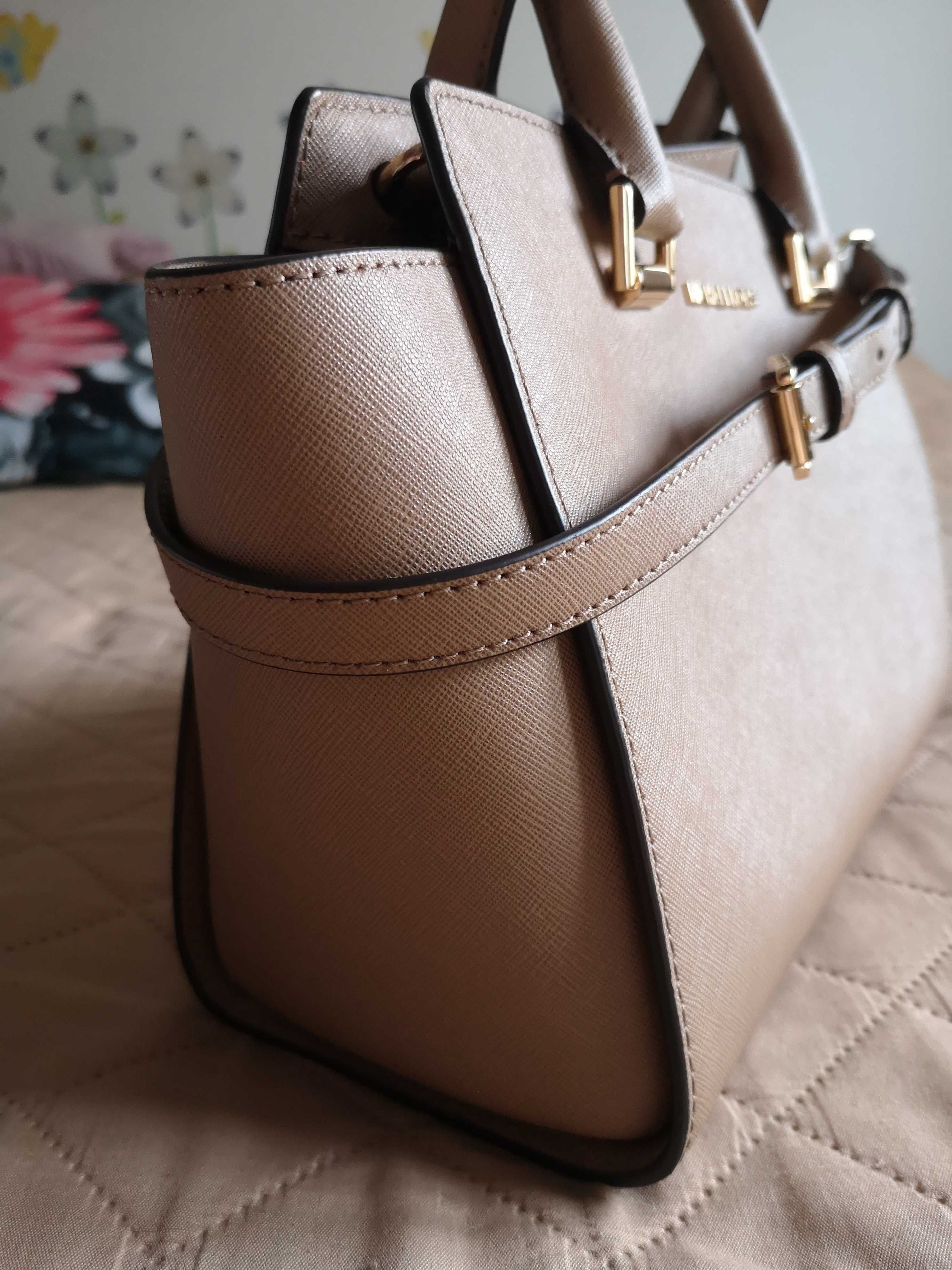 Torebka shopper Selma Michael Kors khaki rączki pasek skóra saffiano