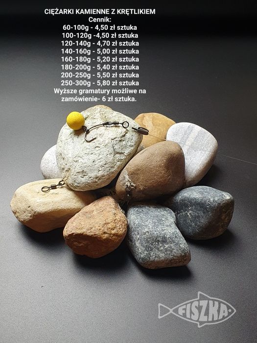 20 sztuk ciężarki kamienne 160-180g z kamienia z krętlikiem karpiowe