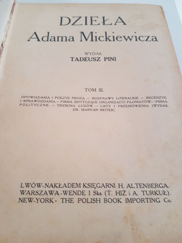 Dzieła Adama Mickiewicza t.IIIwydanie Tadeusz Pini