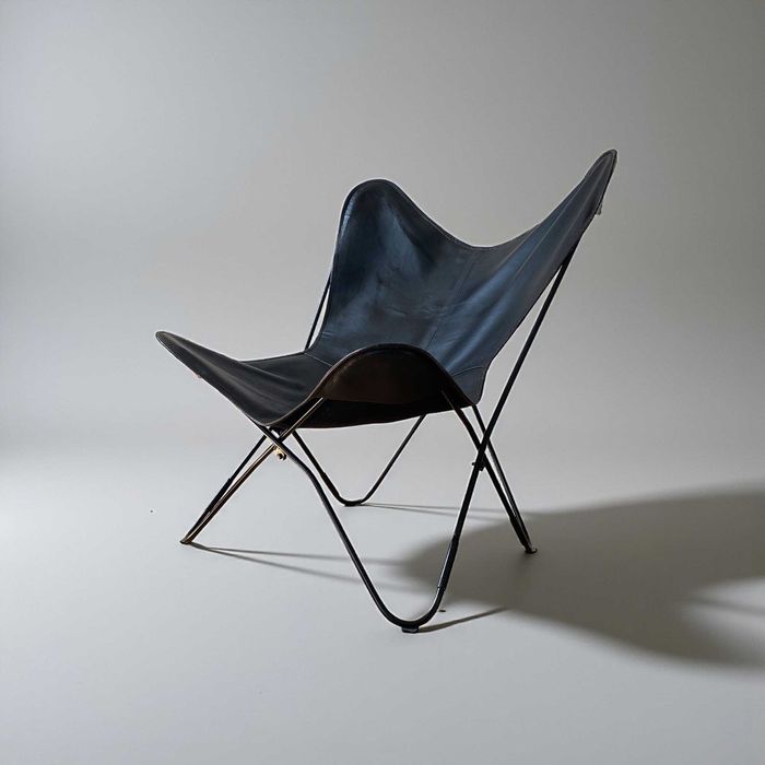 Fotel skórzany czarny boho | Butterfly Chair ikona modernizmu
