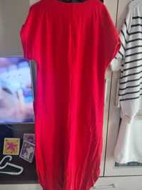 Czerwona sukienka MIDI kieszenie 48 50