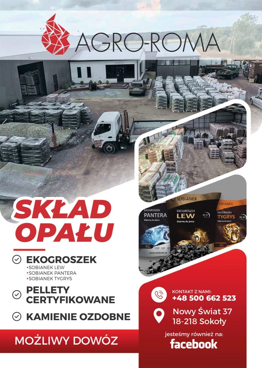 Pellet ekogroszek Opał wegiel paczka, Sokoły z Dowozem