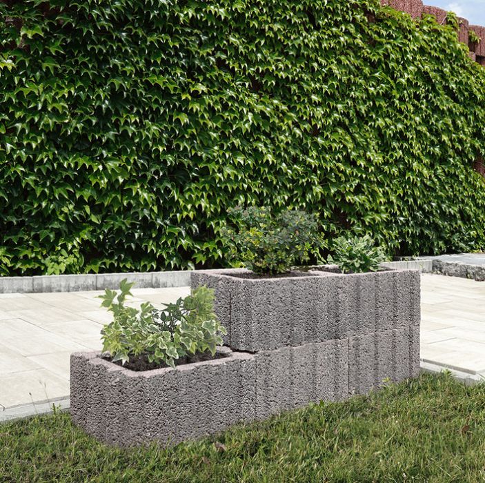 Donica ogrodowa prostokątna mała gazony betonowe kwietnik mur oporowy
