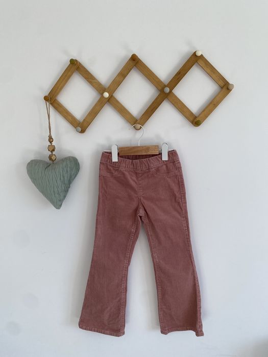 Spodnie h&m 110 pudrowy róż rozszerzana nogawka