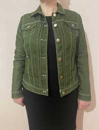 Джинсова світло зелена куртка піджак 50-52 розміру