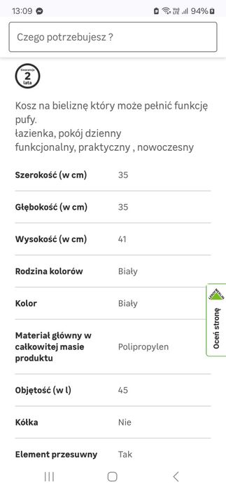 Kosz na pranie i na śmieci biało drewniany zestaw