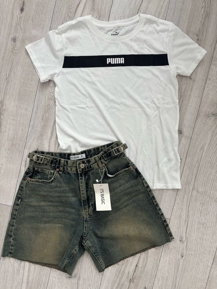 Джинсові шорти S Футболка Puma S