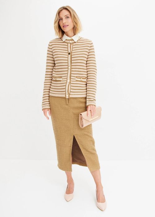 B.P.C spódnica ołówkowa brązowa boucle midi 54.