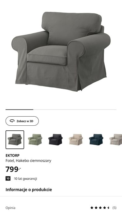 2 fotele Ikea Ektorp szare