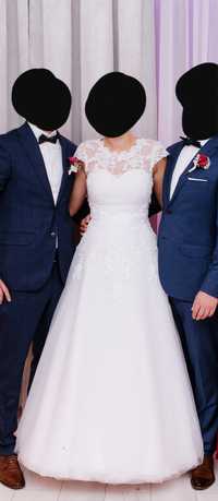 Przepiękna suknia ślubna,gorset dodatkowo bolerko koronkowe i welon