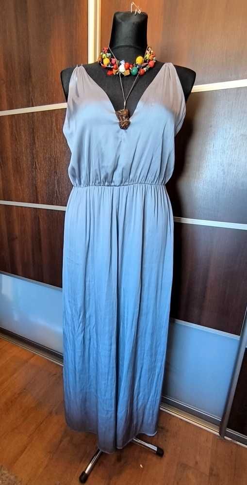 H&M długa elegancka satynowa sukienka