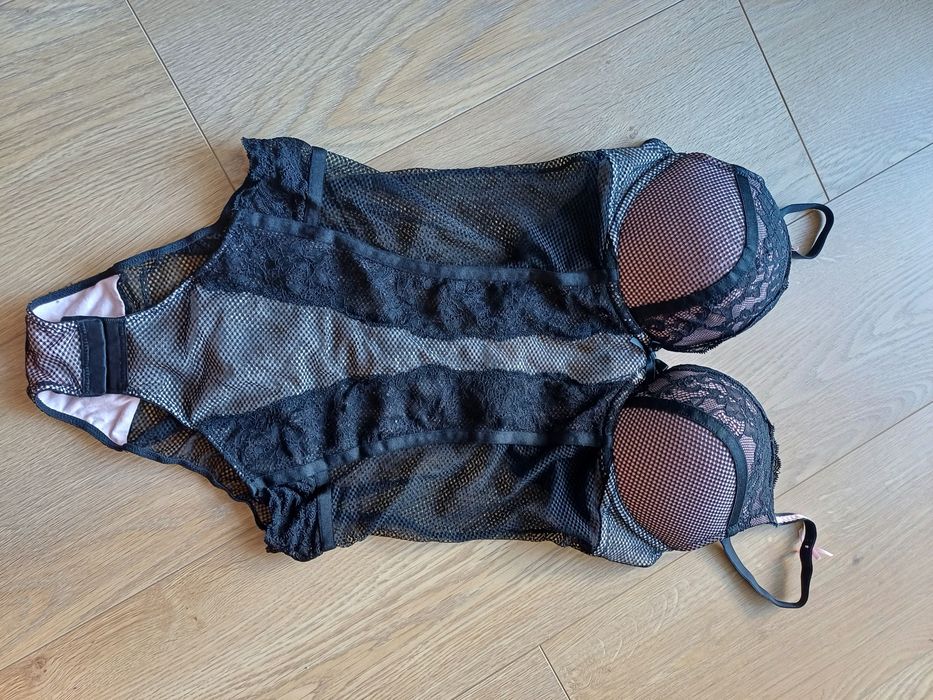 Body koronkowe siatka czarne S 80B