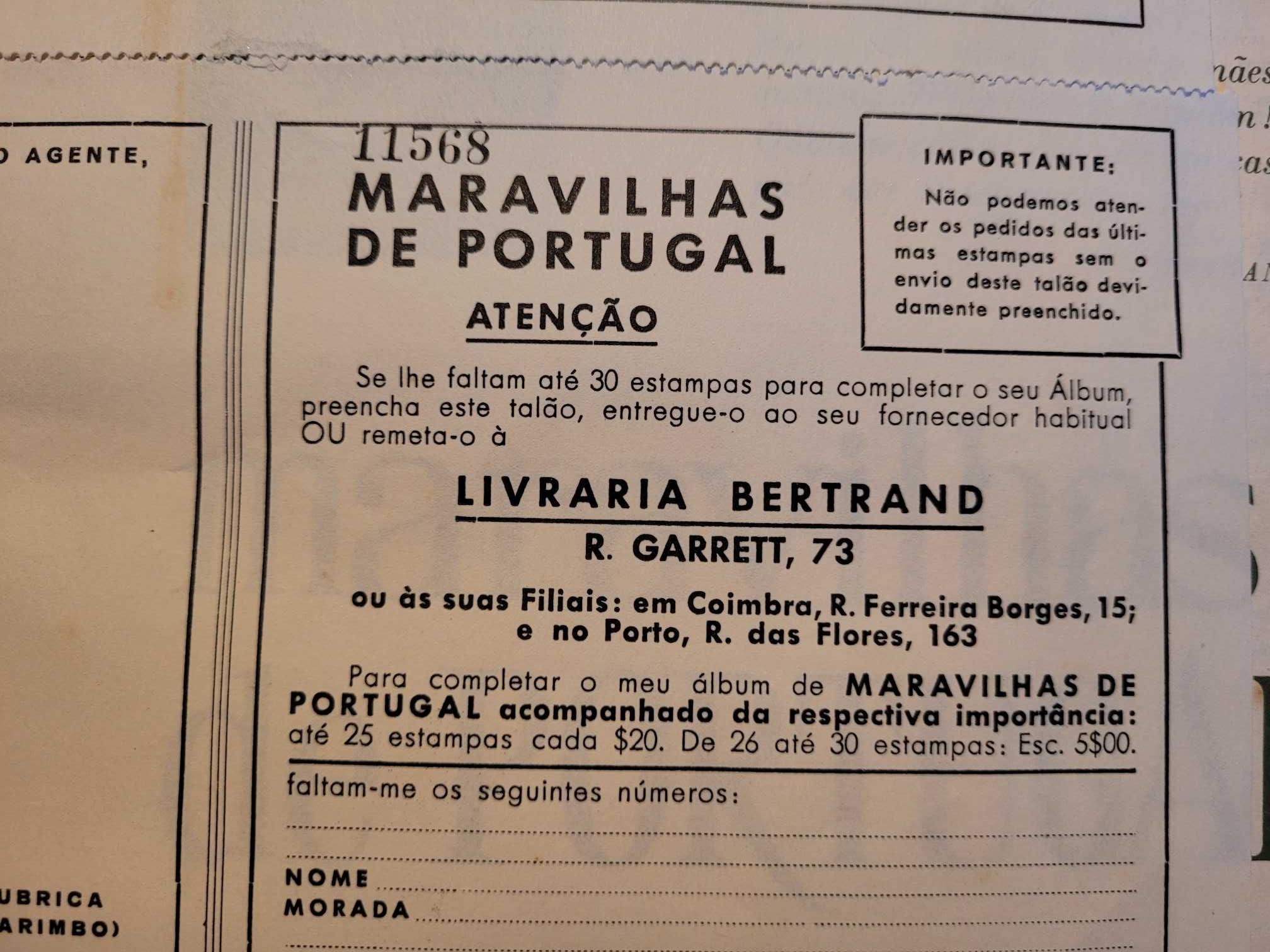 Caderneta de cromos Maravilhas de Portugal - Anos 60