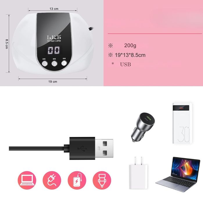 Lampa UV LED 54W do Paznokci Żelowych – Timer, LCD, Czujnik Ruchu, USB