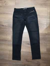 Nowe czarne spodnie z przetarciami jeansowe, 38 M