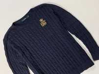 Ralph Lauren_56% Cotton 44% Wiskoza_Warkocz Sweter Sweterek Damski_M