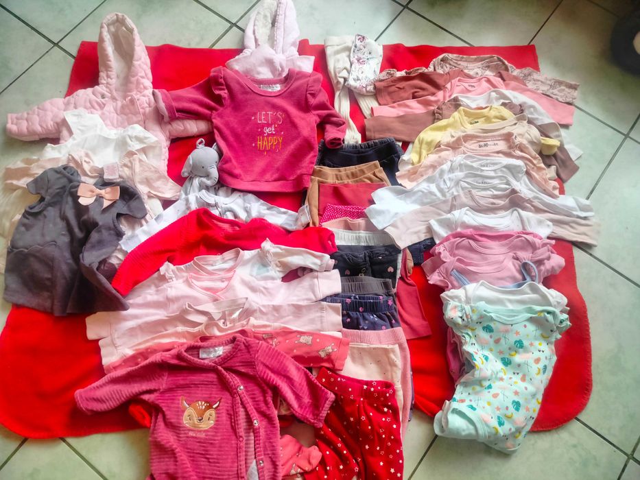 Duży zestaw ubranek dla dziewczynki rozm. 56-62