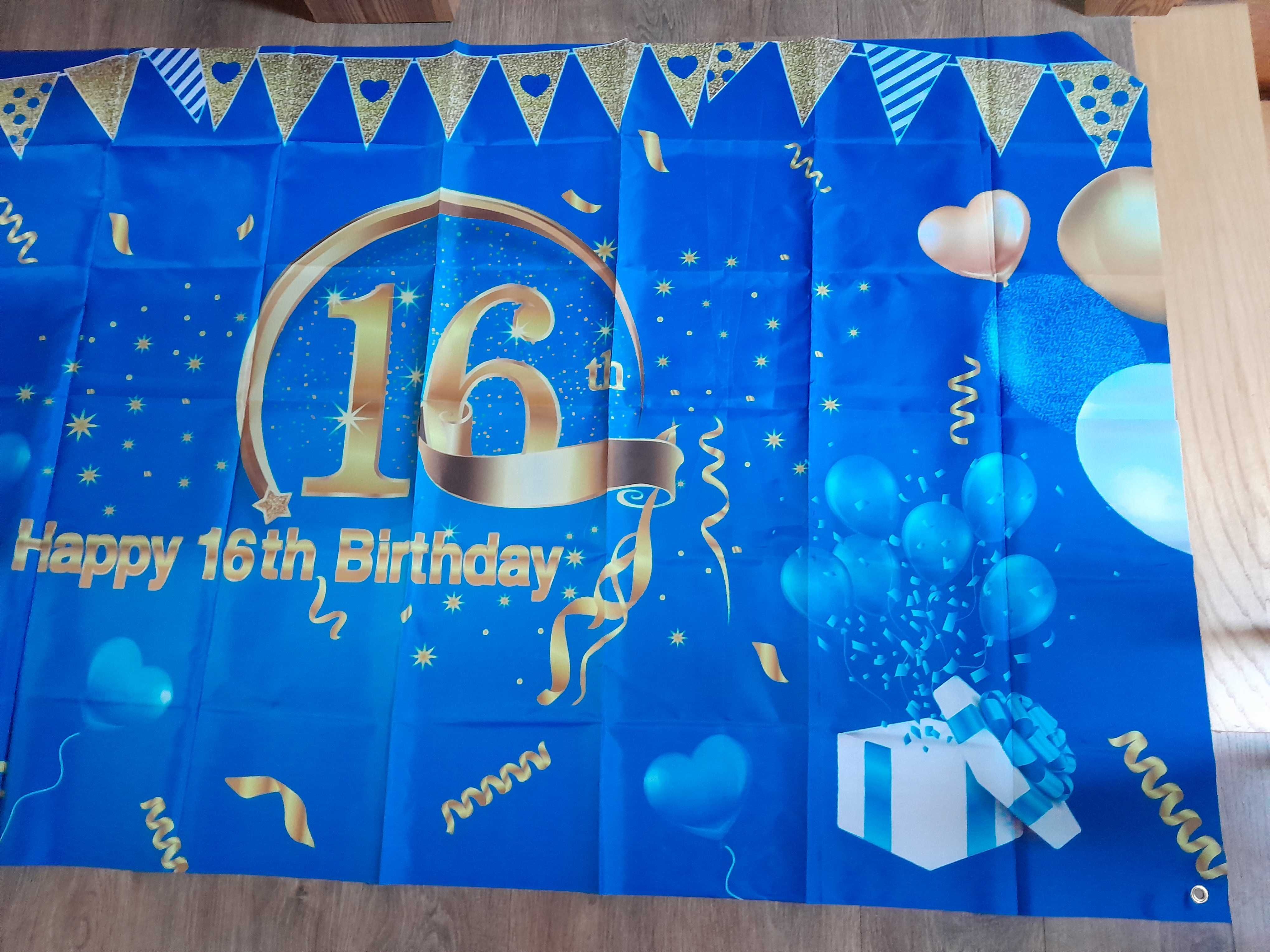 Baner urodzinowy na 16 urodziny duży dekoracja nowy outlet