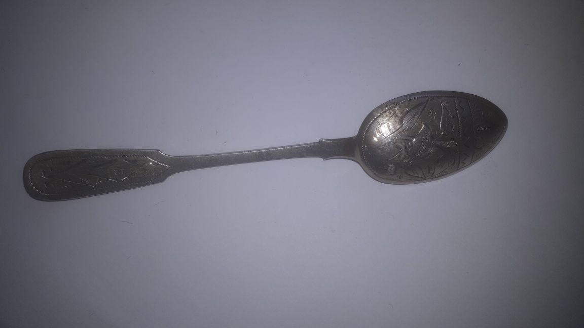 Carska łyżeczka do herbaty mistrzowski grawer Lew Oleks Moskwa 1891