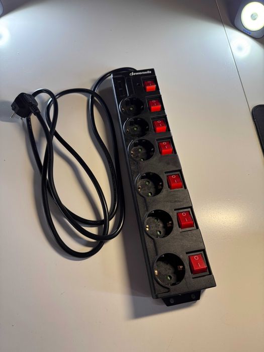 Dewenwils listwa zasilająca przedłużacz z 6 gniazdami kabel 2 metry