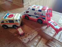 Karetka ambulans Fisher price mniejsza i duża światło dźwięk otwierane