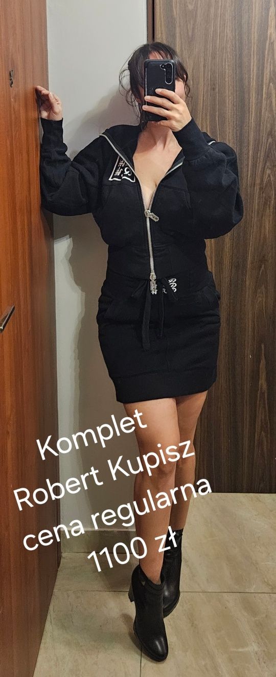 Czarny komplet bluza spódnica Robert Kupisz
