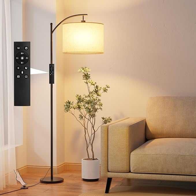 GLUROO Lampa podłogowa z pilotem, 3 barwy światła, ściemniana